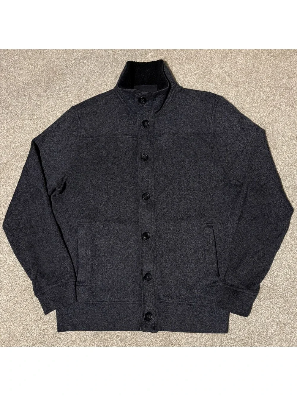 Banana Republic Mens M Sweater Button/Zip Knit Cotton Preppy Jacket Gray